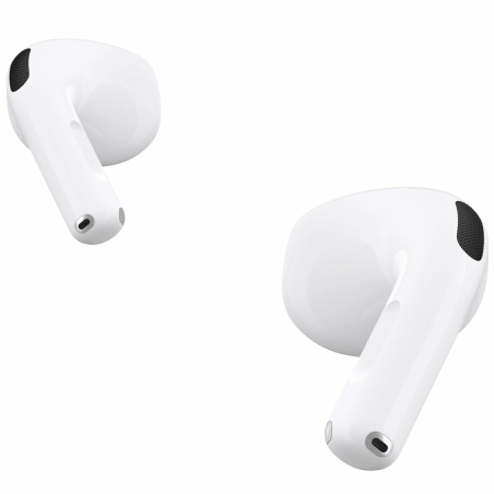 AirPods&nbsp;4 are shown. The stem of one of the AirPods is being pressed.