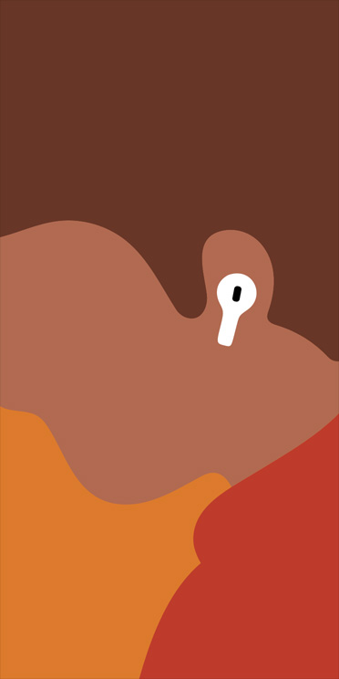 Ilustrasi tampilan jarak dekat, tampak samping seorang pria yang mengenakan AirPods Pro 3 di telinga kirinya