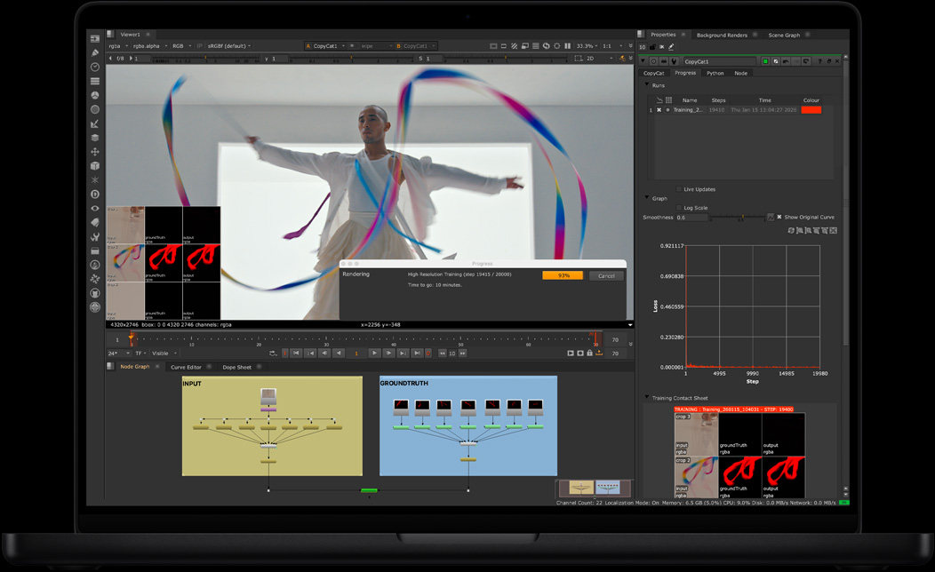 Egy videó kompozitálása a NukeX-ben egy MacBook Pro kijelzőjén